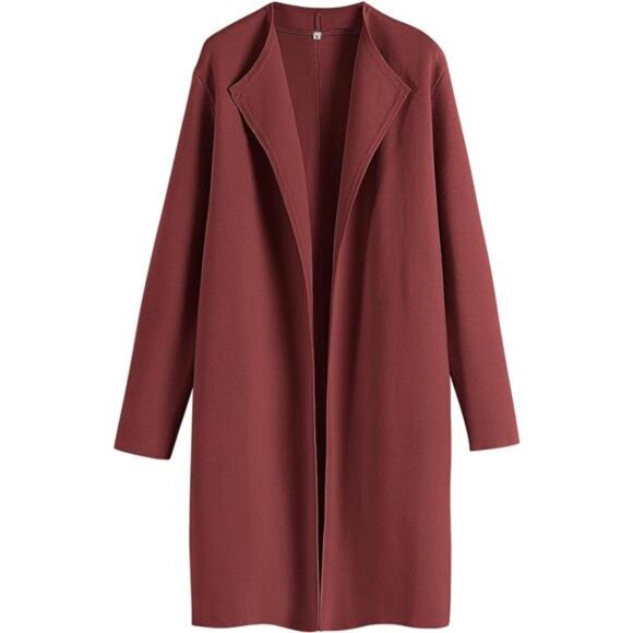 Women's Long Cardigans Sweater Blazer Jacket Coat Burgundy - Picture 1 of 7